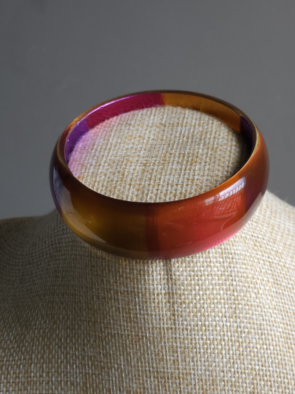 Vibrant Red & Orange Resin Bangle Bracelet